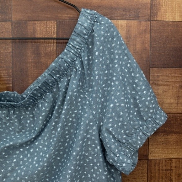 Canda C&A Off The Shoulder Blouse Top Blue Printed Size  XL/ 44 - Picture 4 of 10